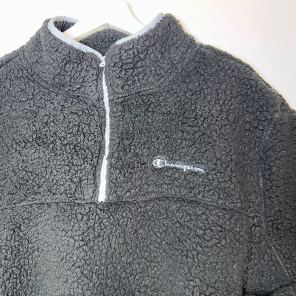 Champion Women’s Black Sherpa Fleece‎ Quarter Zip Pullover Sweater Size XL - Picture 5 of 10
